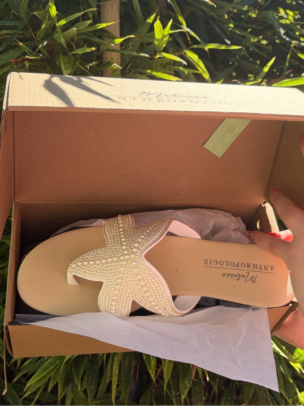 Anthropologie Pearl-Beaded Starfish Sandals - Nude/Blush